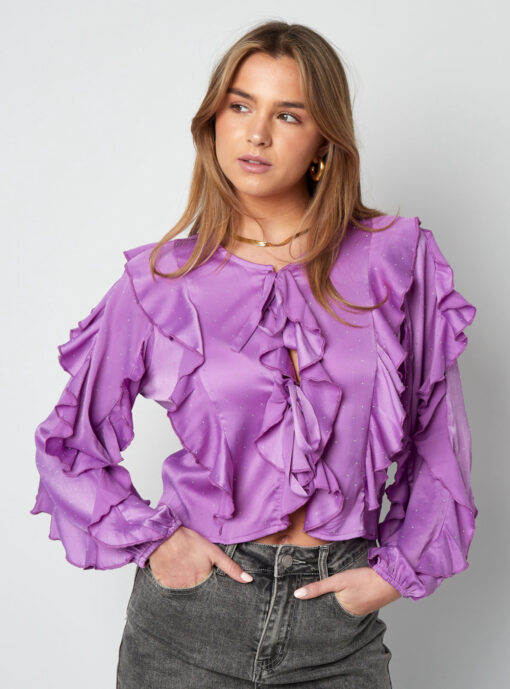 Blouse met glitters paars