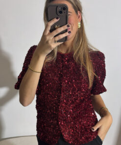Glitter dames top Lola rood