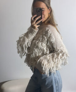 Alternative view of Dames trui met franjes