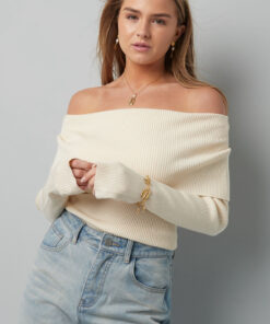 Dames off shoulder sweater creme