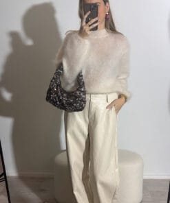 Alternative view of Dames leren broek Cato creme