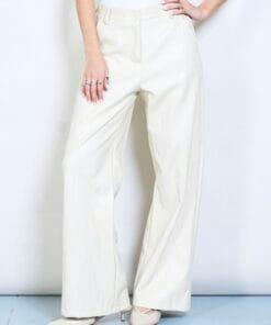 Dames leren broek Cato creme