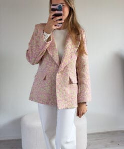 Blazer met speelse print en gouden knoop
