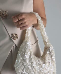 Witte damestas met pailletten