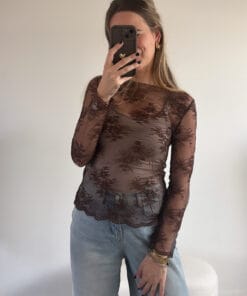 Bruine damestop kant