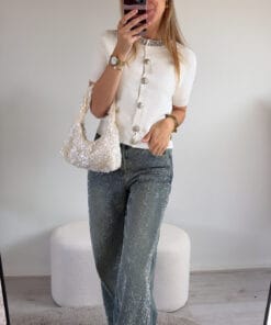 Glitter wide leg jeans