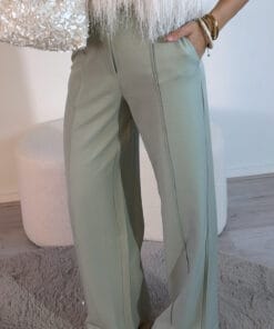 Olijfgroene damespantalon