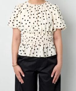 polka dot blouse zwart/wit