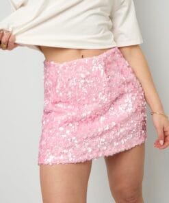 Roze glitterrokje met pailletten